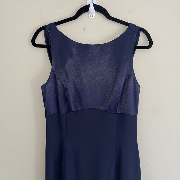 Adrianna Papell Occasions Maxi Formal Dress 8 Mother of the Bride Special Navy - Picture 3 of 10